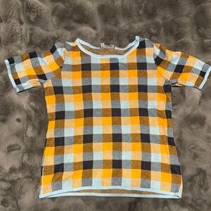 Plaid woman’s Shirt in Orange, Blue and Black